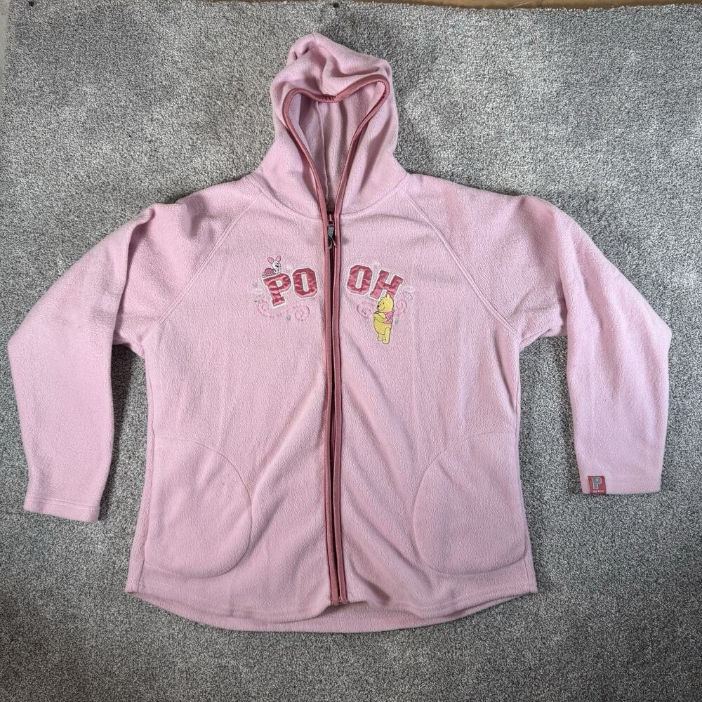 Disney Winnie the Pooh Full Zip Fleece Hoodie XL Piglet Retro Y2K Kawaii Cozy
